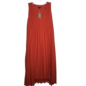 J.Jill NWT sleeveless pleated v-neck maxi dress in pottery size Medium
